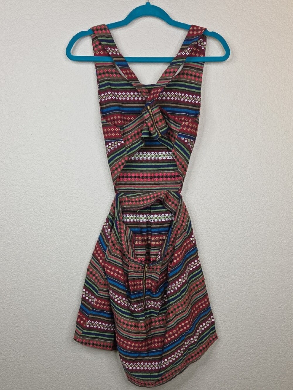 Striped Multicolor Fit & Flare Dress - Red Pattern - Picture 2 of 3
